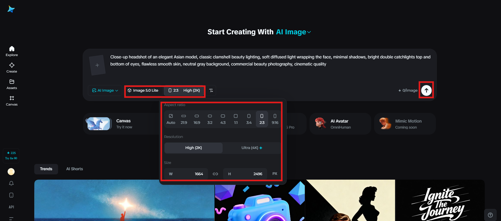 Reglați setările de generare a imaginilor