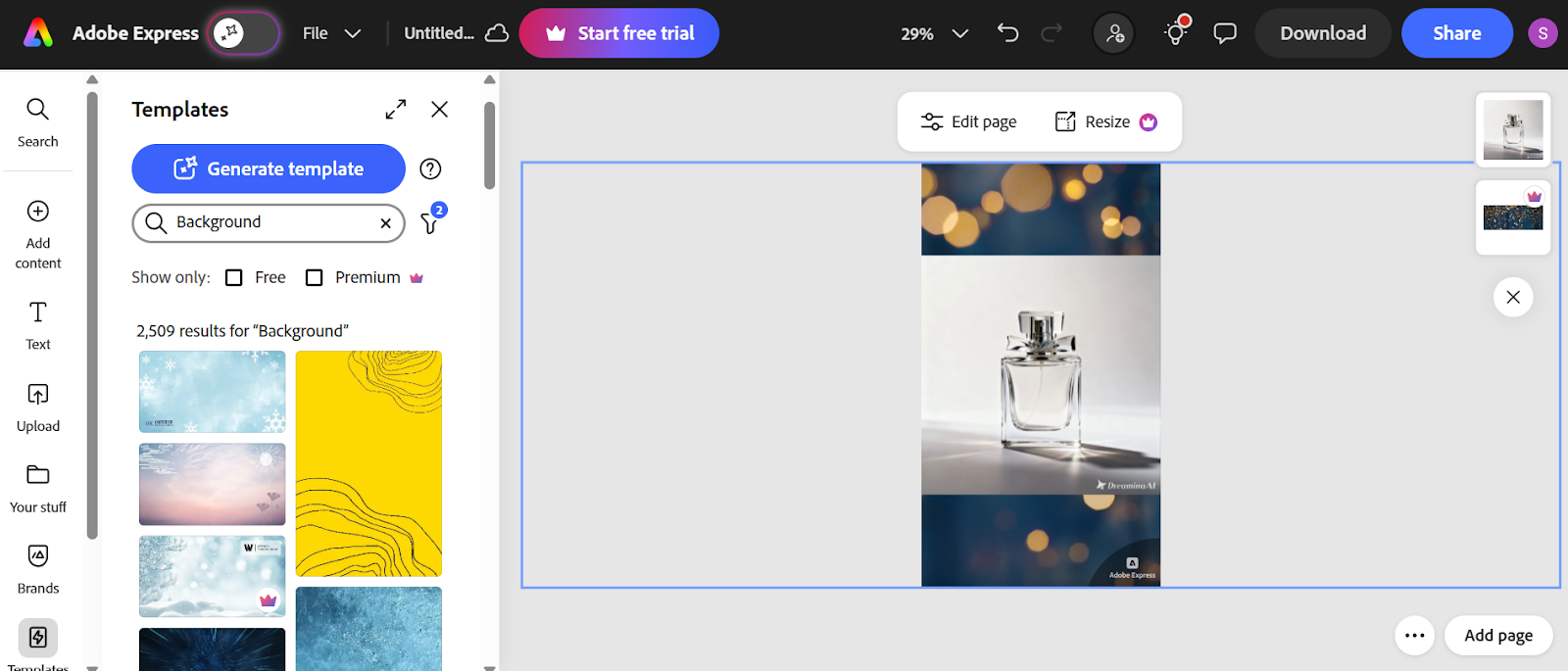 Adobe Express — Best AI background generator