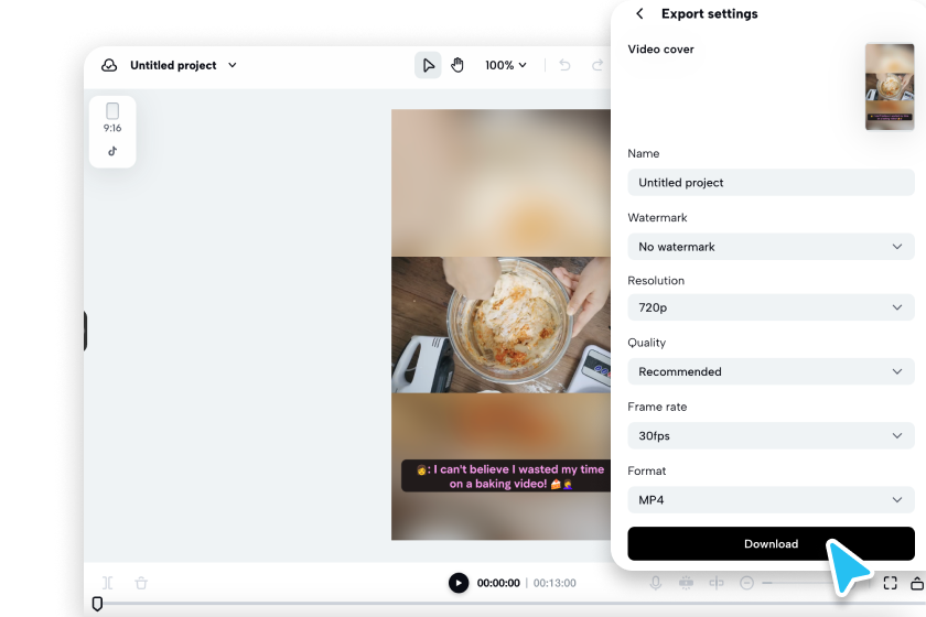 Edit and export bakery video