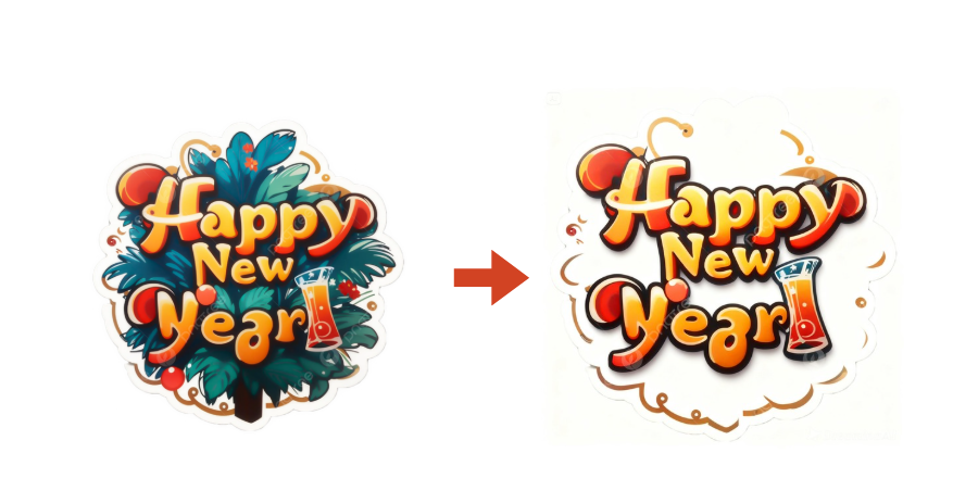 깨끗한 배경의 새해 스티커를 보여주는 이미지