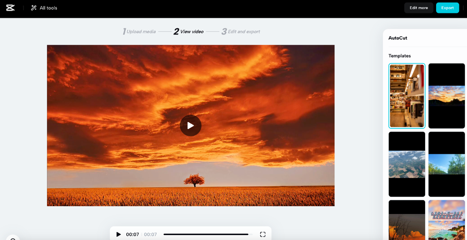 Allow CapCut to suggest or pick one template