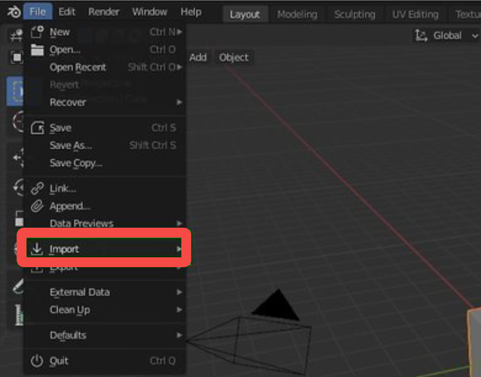 Импорт отснятого материала в видеоредактор Blender