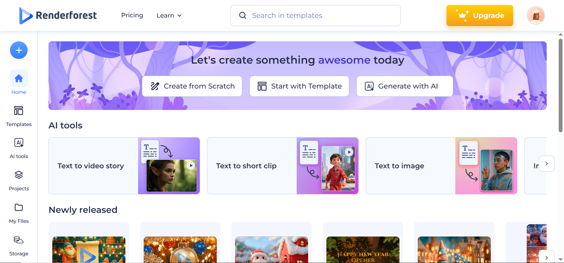 Renderforest homepage
