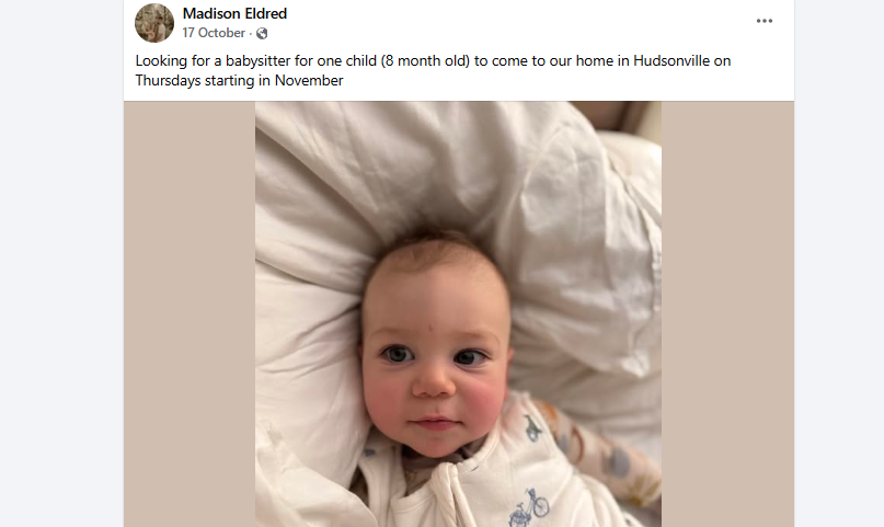 ISO babysitter for an 8-month-old