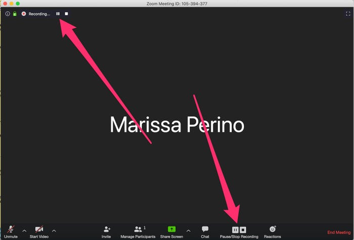 Showing how to start video recording in Zoom