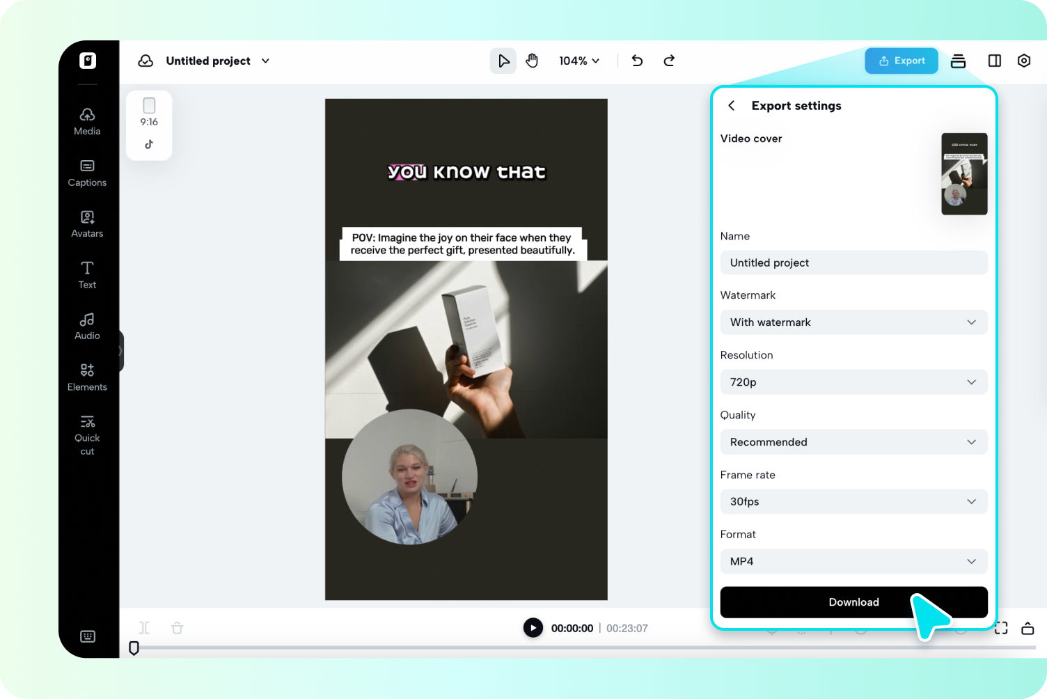 ส่งออกวิดีโอ