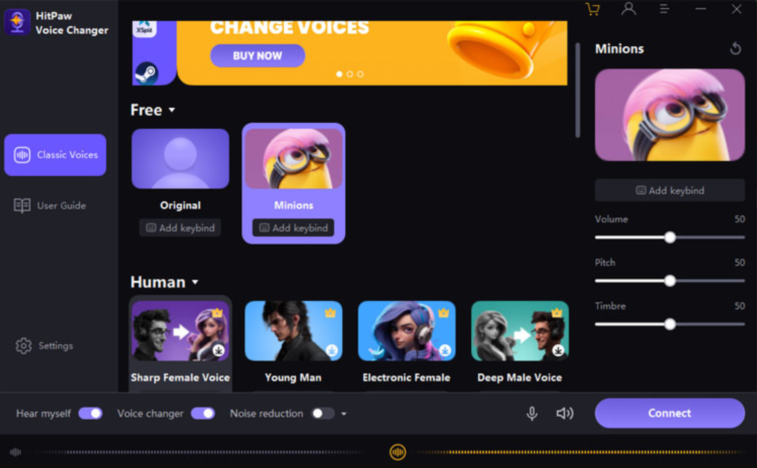 Interface of HitPaw VoicePea - another free Halloween voice changer