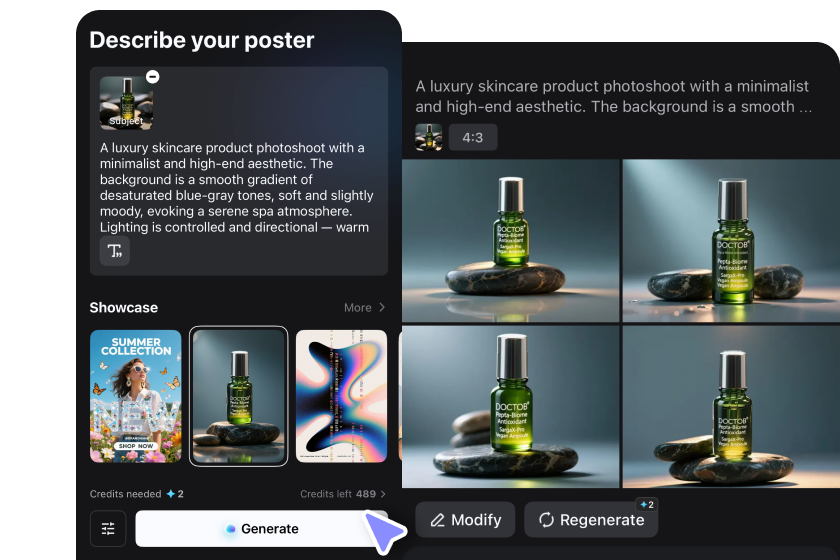 Regola le impostazioni e genera il poster.