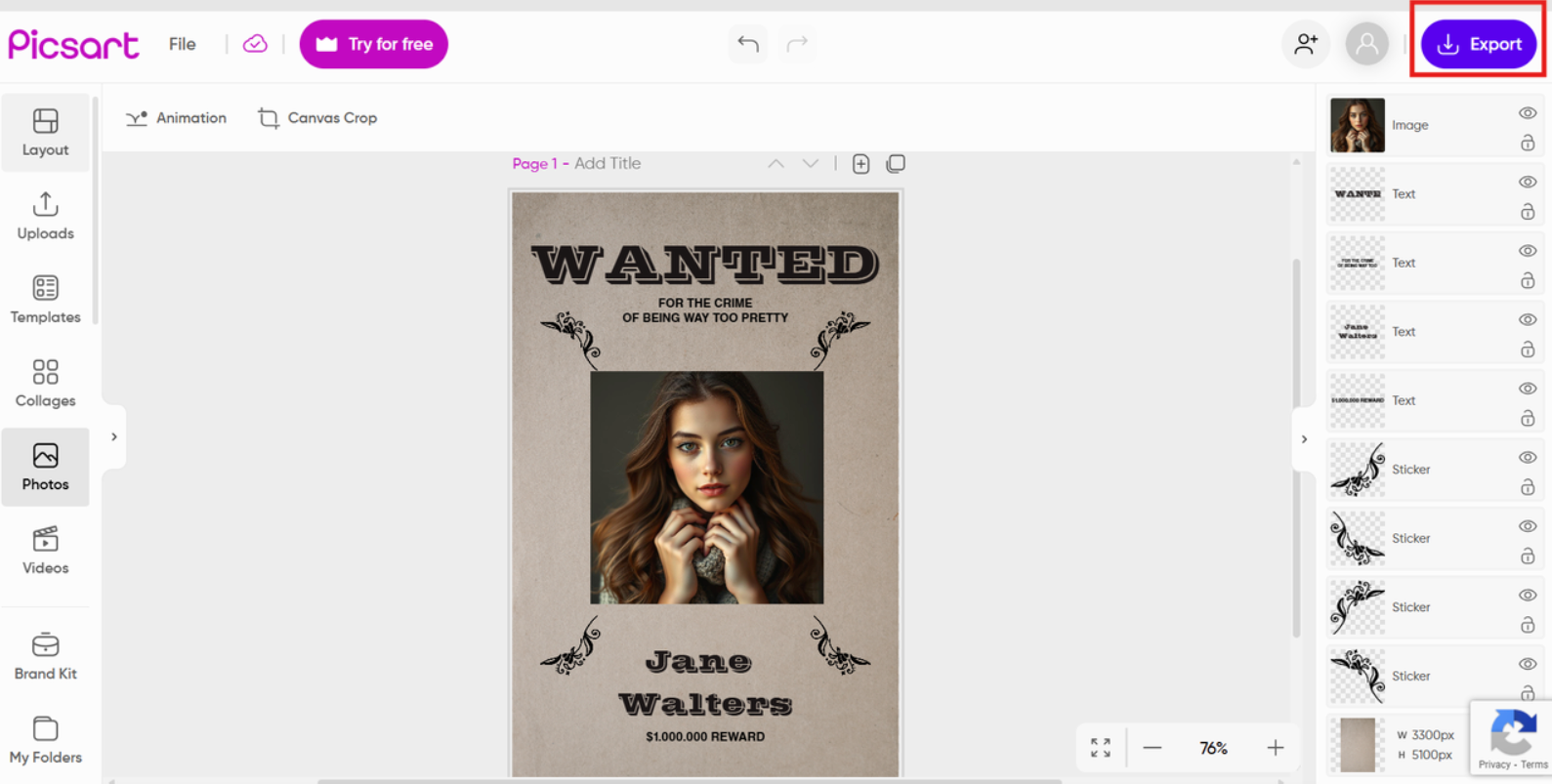 Make your own wanted poster