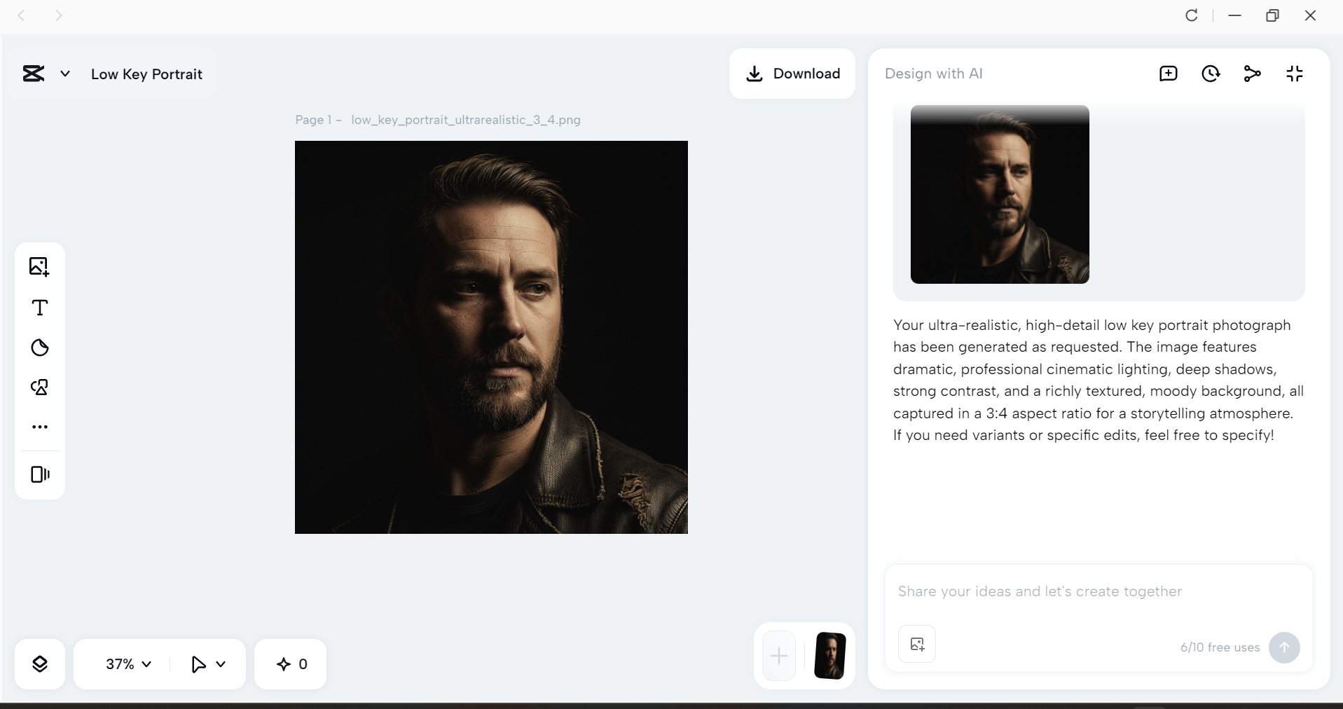 Generating low-key photography in the CapCut desktop video editor