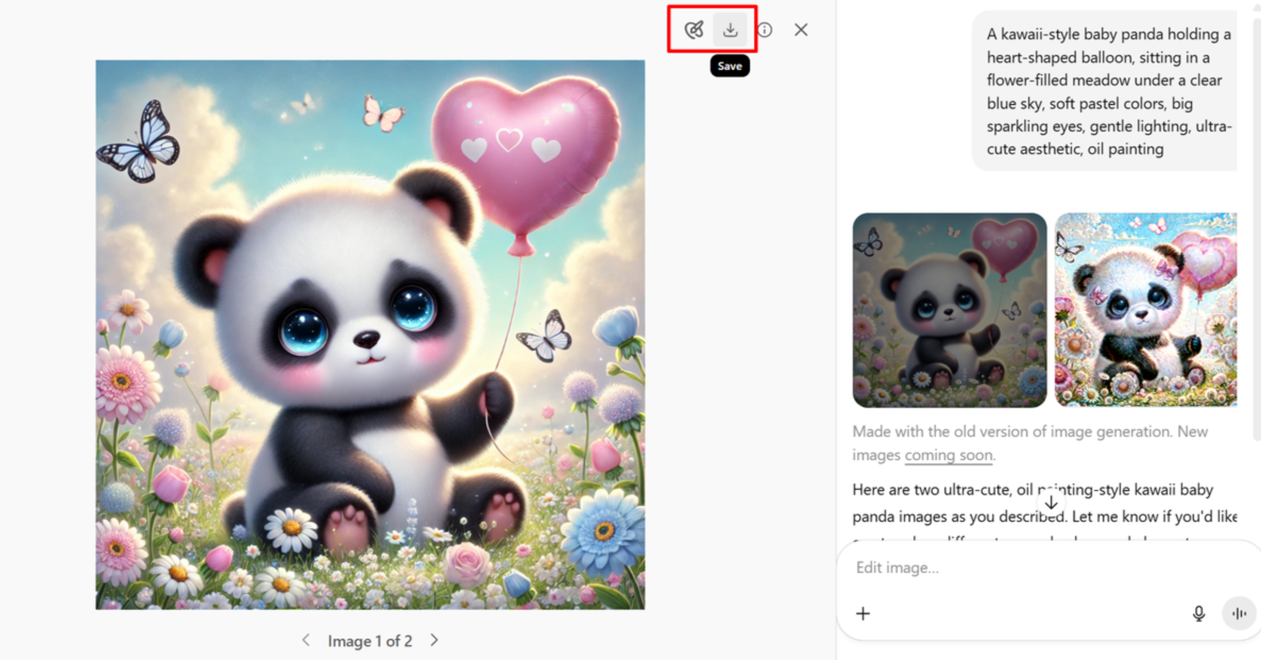 Downloading the final image from the DALL-E 3 AI Image Generator
