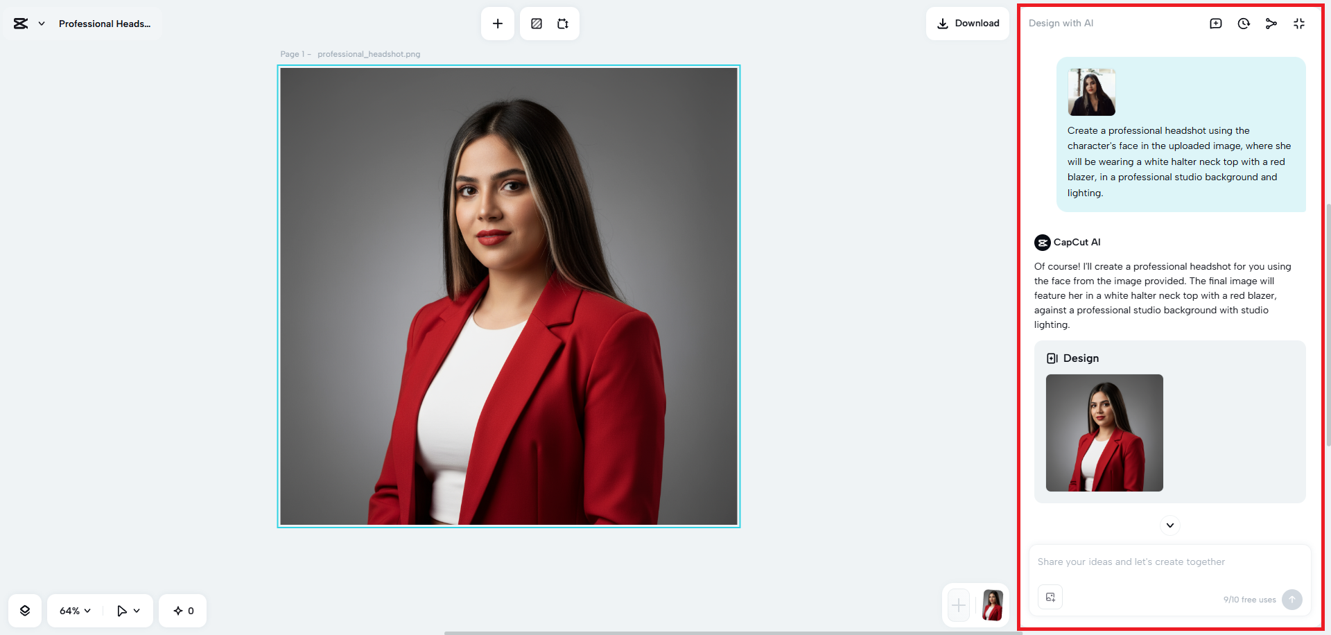Refine your generated profile picture using AI prompts