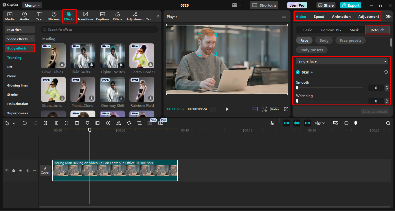 Editing video recording using the CapCut desktop video editor