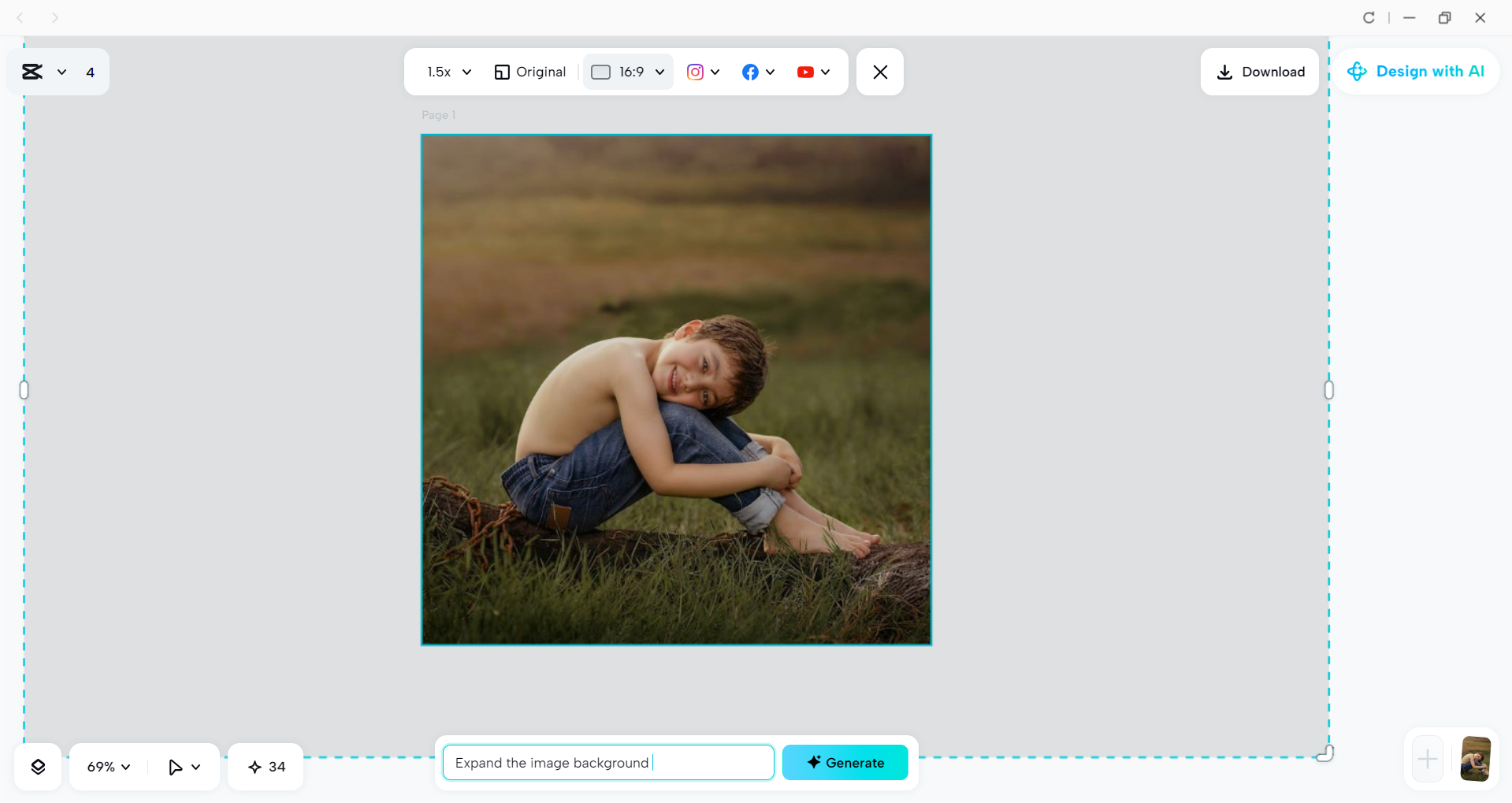 Interface of the CapCut desktop video editor - an easier way to expand images on PC