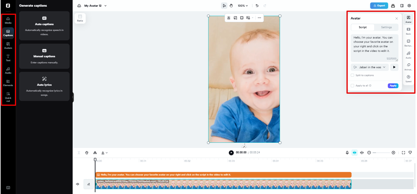 Video editing space Pippit