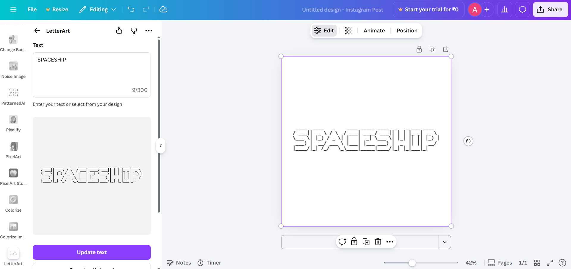 Canva interface