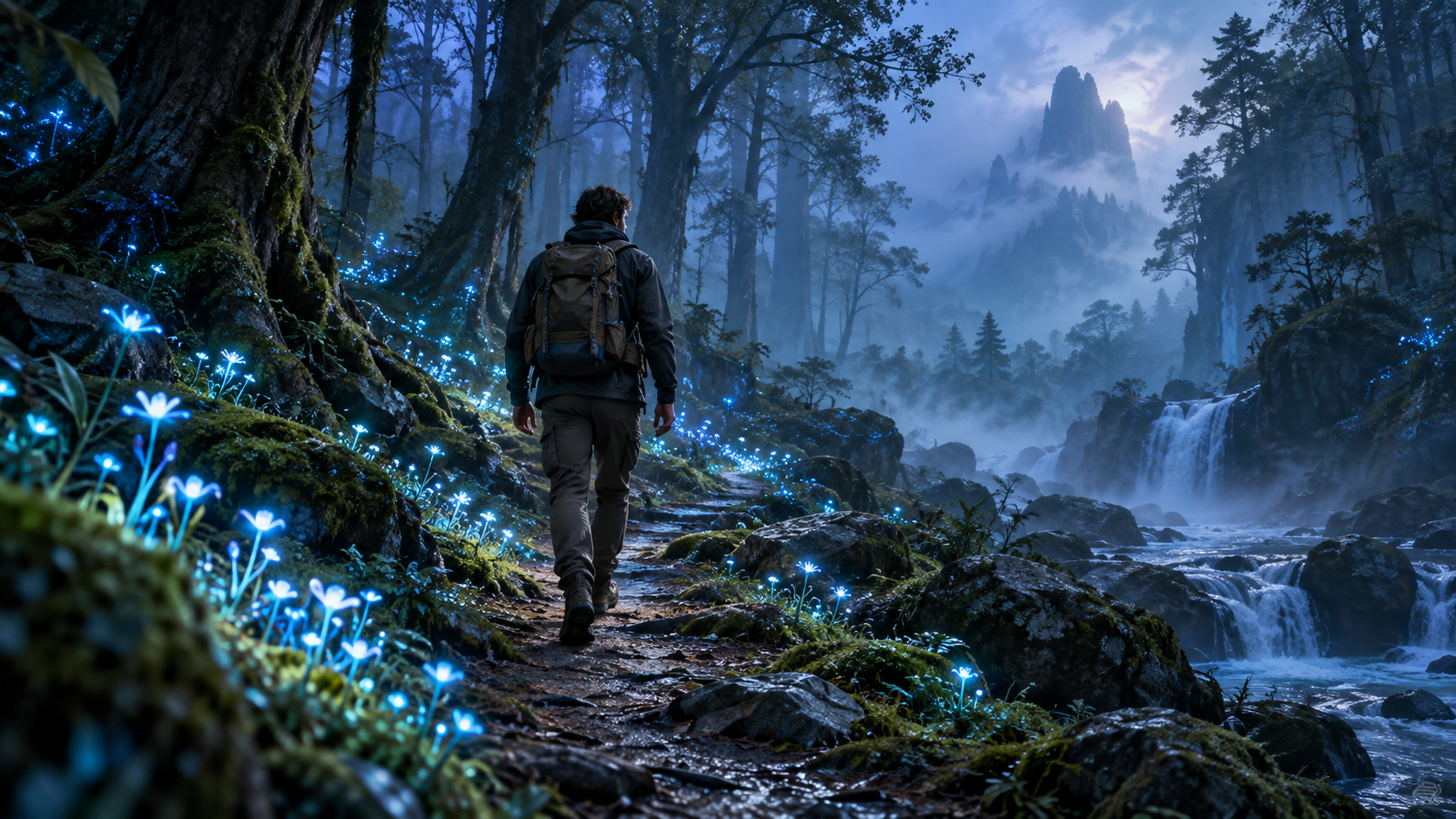 Nova AIプロンプト: Luminous Forest Traveler