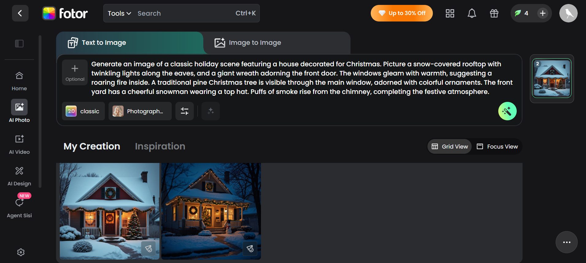 Fotor AI Christmas photo generator