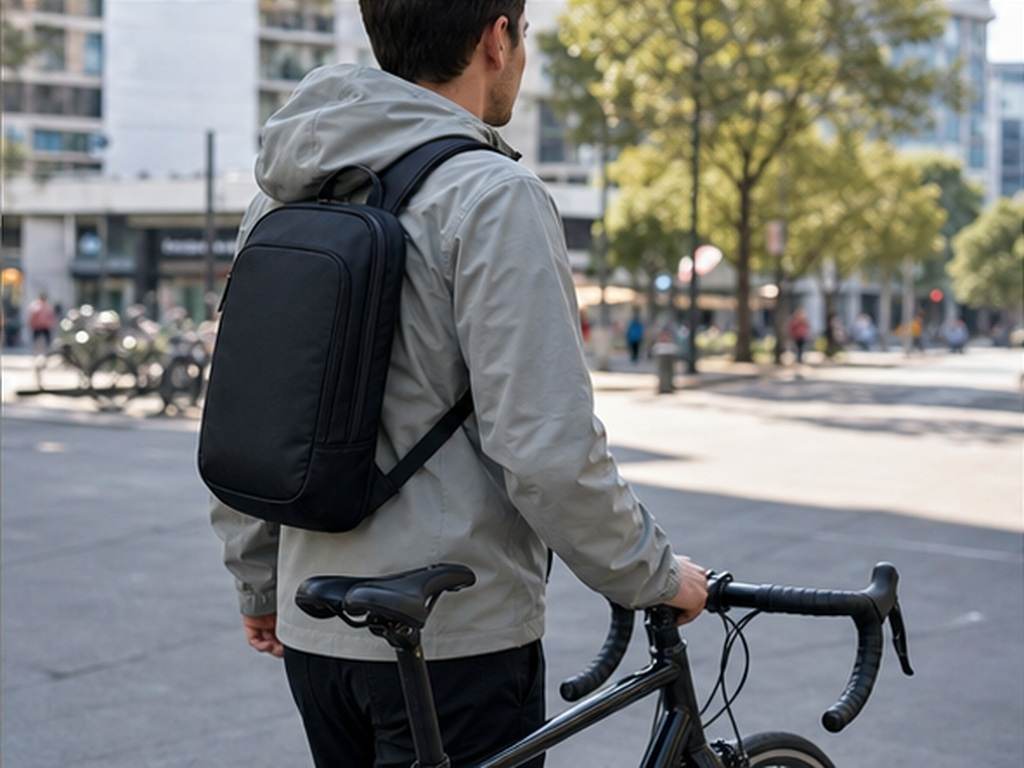 Virtual Backpack Try On Video prompt example 5 - Cycling backpack preview