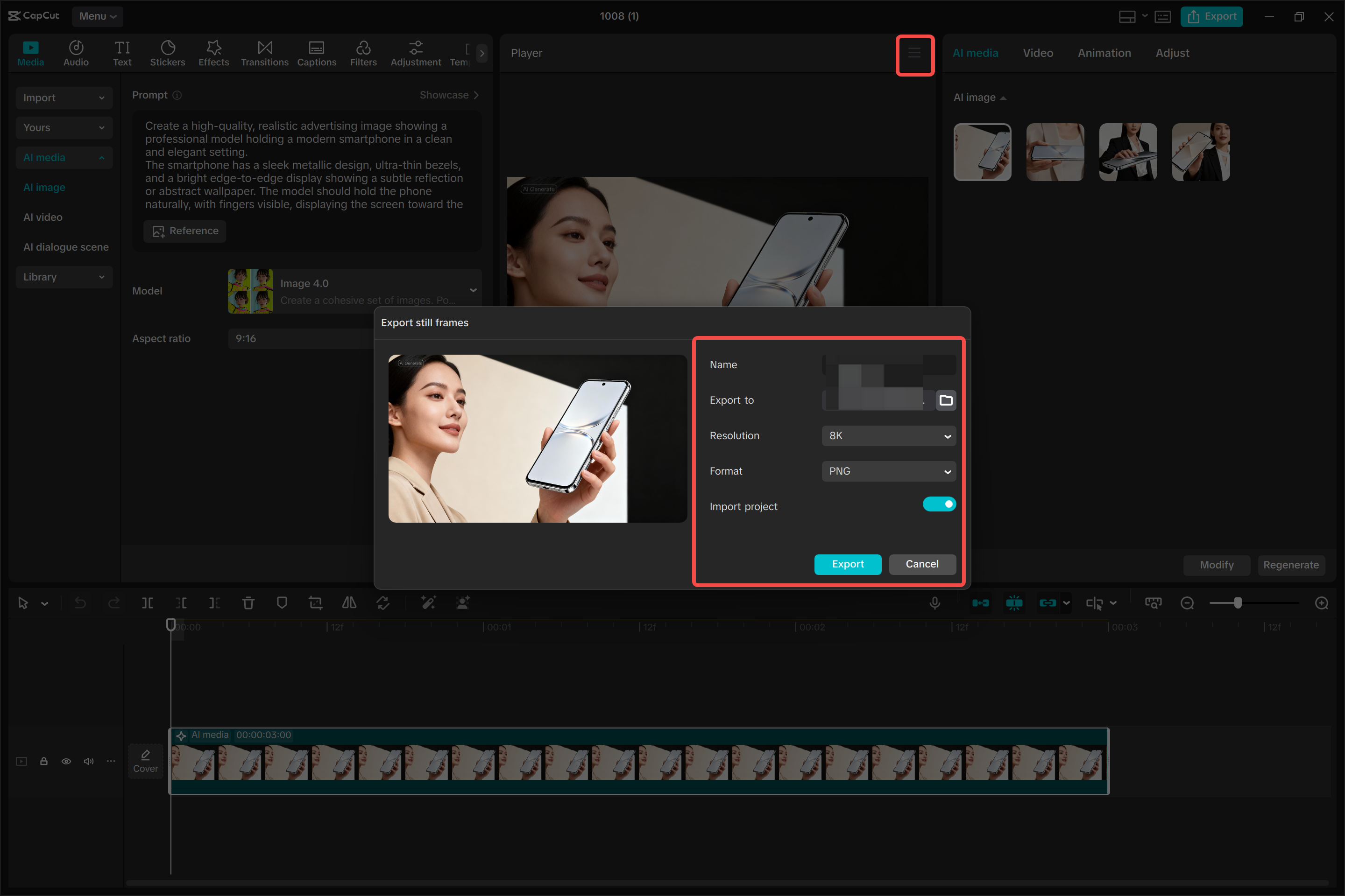Export your image from CapCut