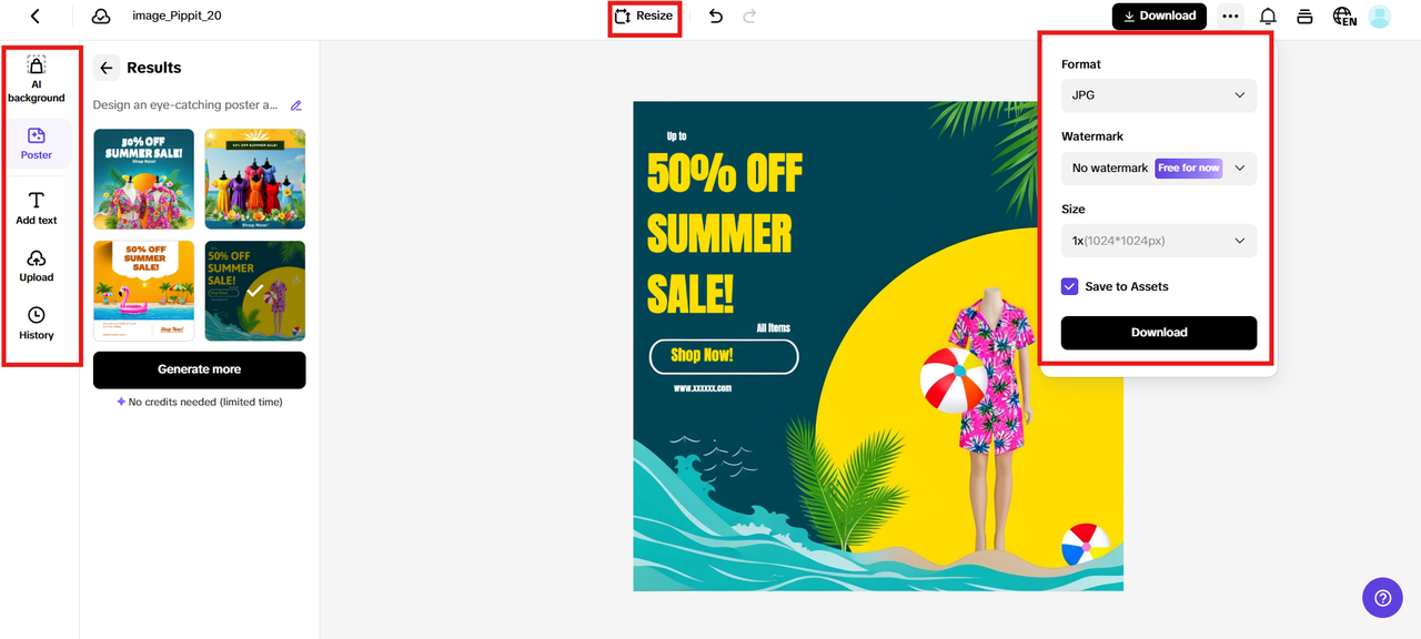 Select, customize, and download
