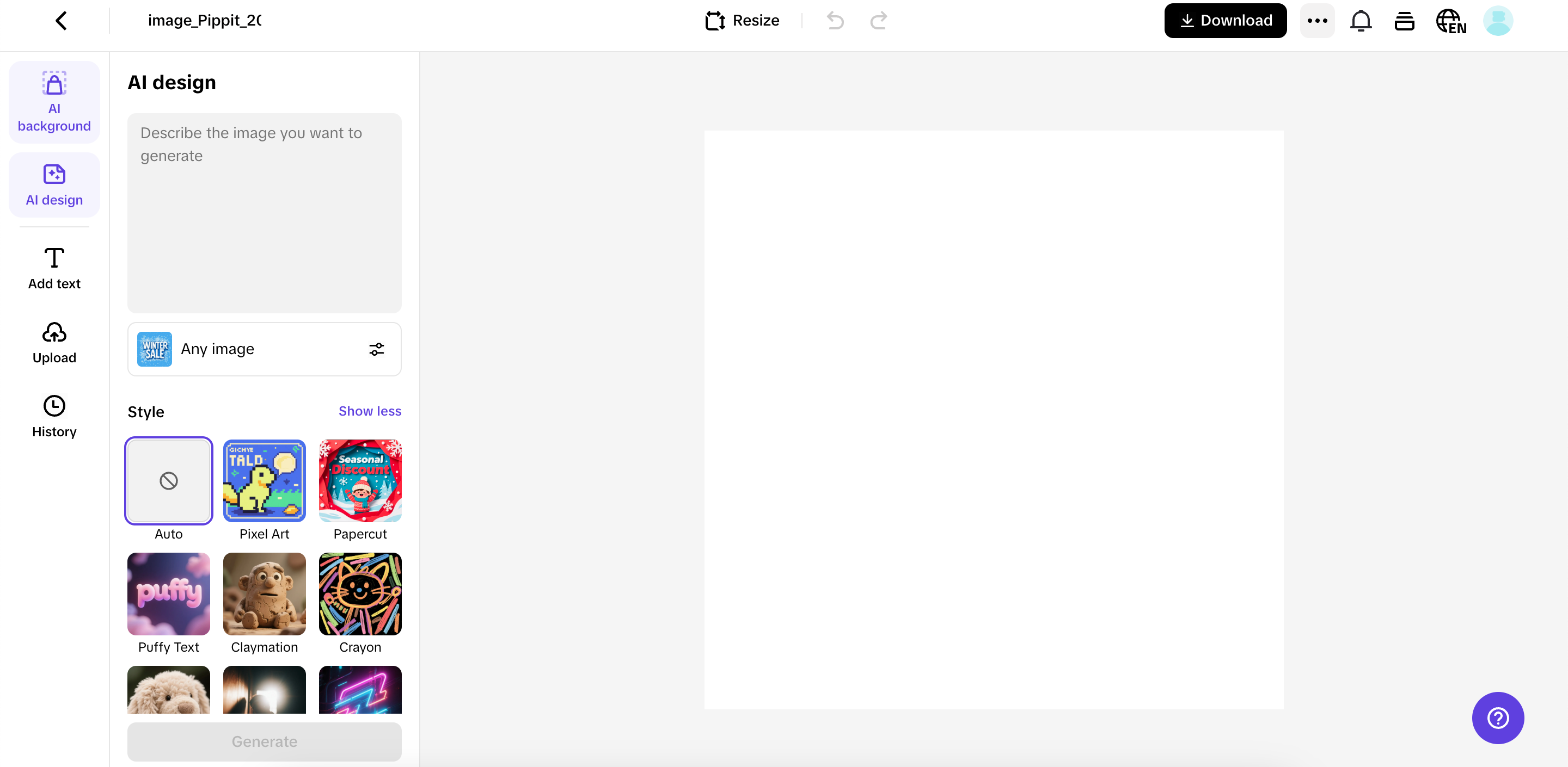 Acesse o Design por IA e gere