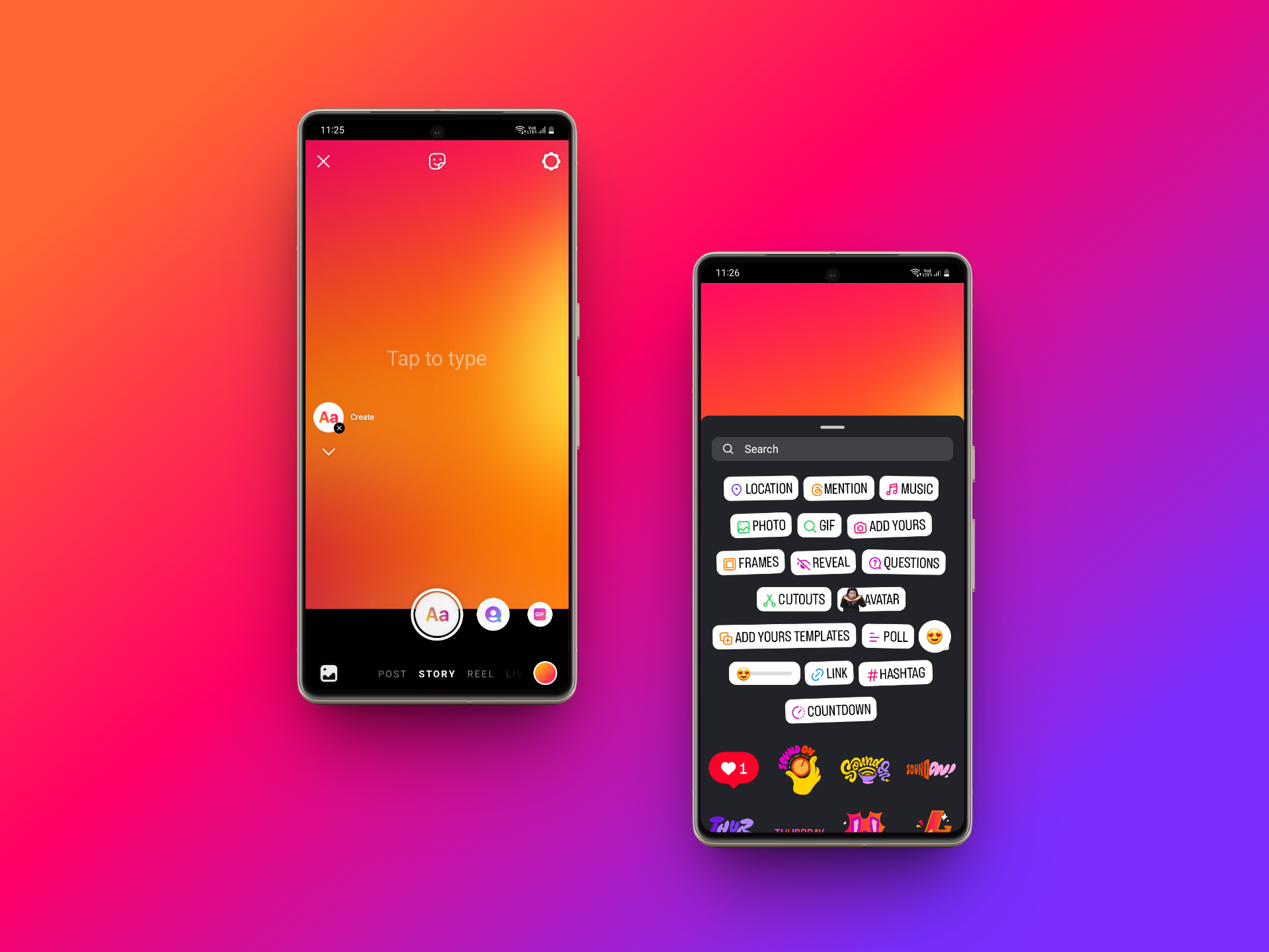 Crie uma Story e selecione o recurso de adicionar link