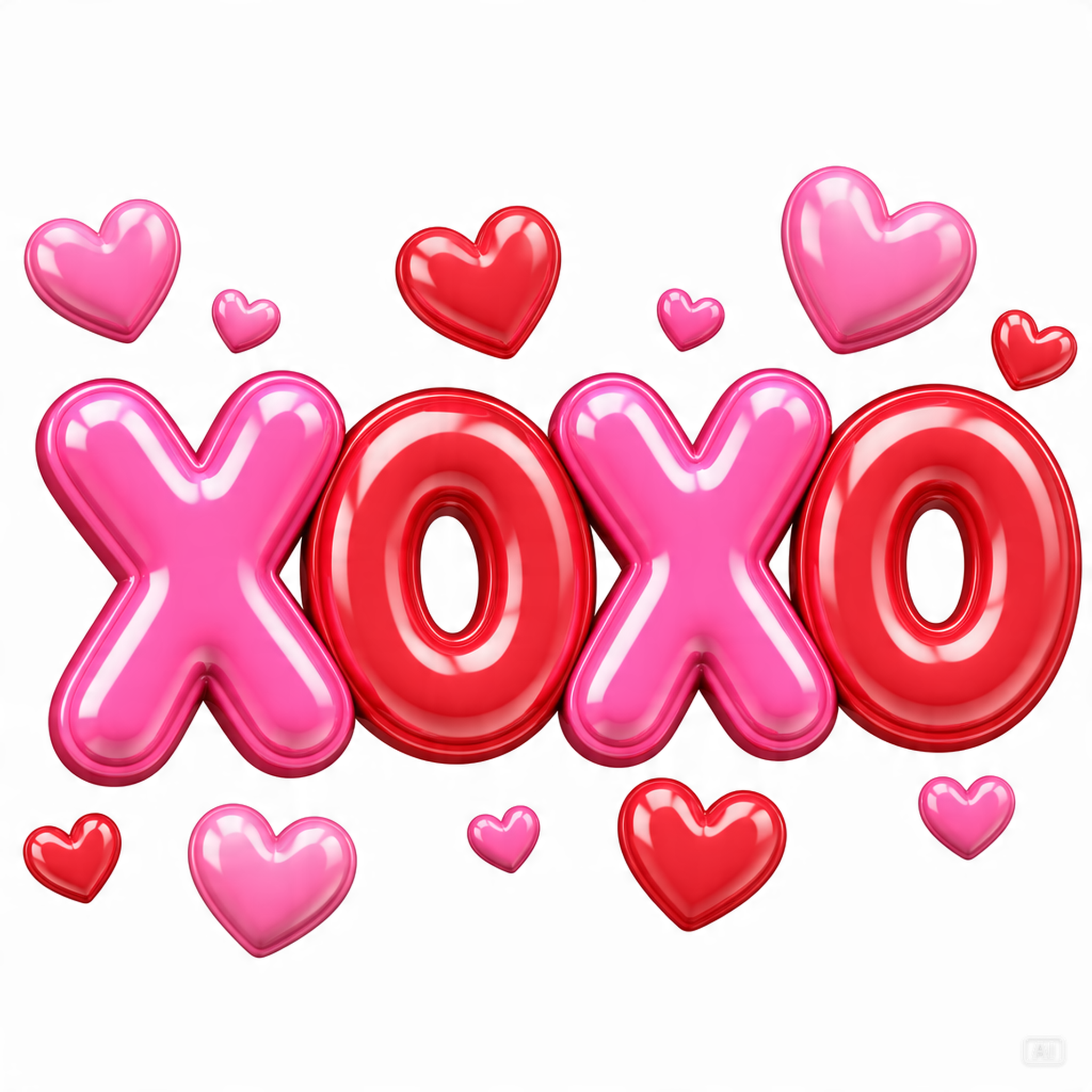 3D glossy bubble XOXO sticker clipart generated by Pippit