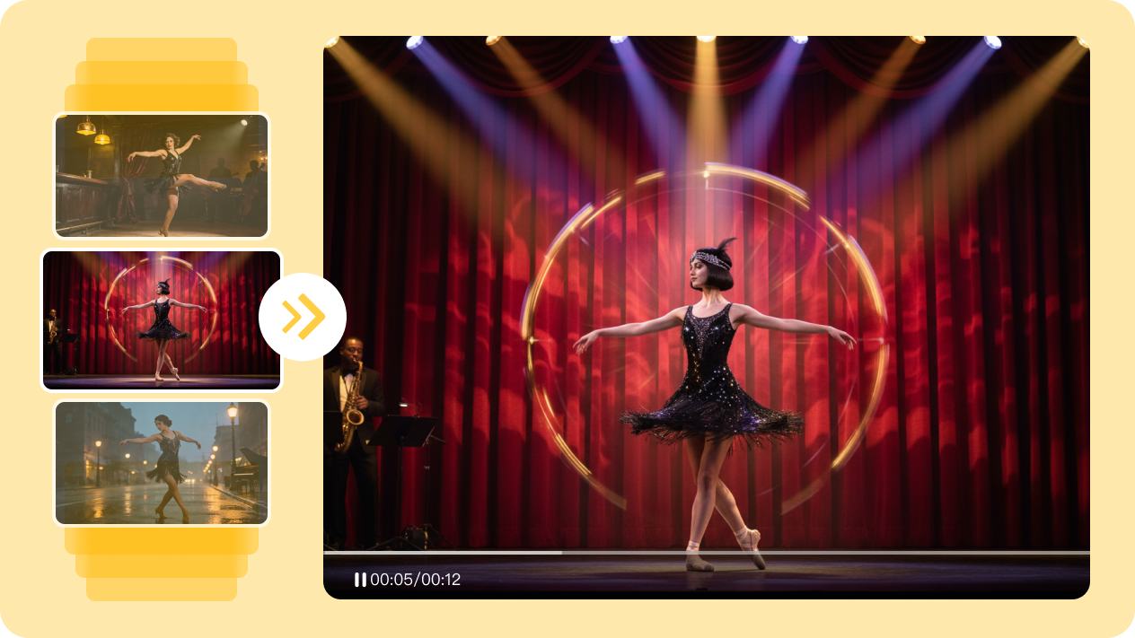 generuj wieloscenowe sekwencje taneczne za pomocą multiklatek