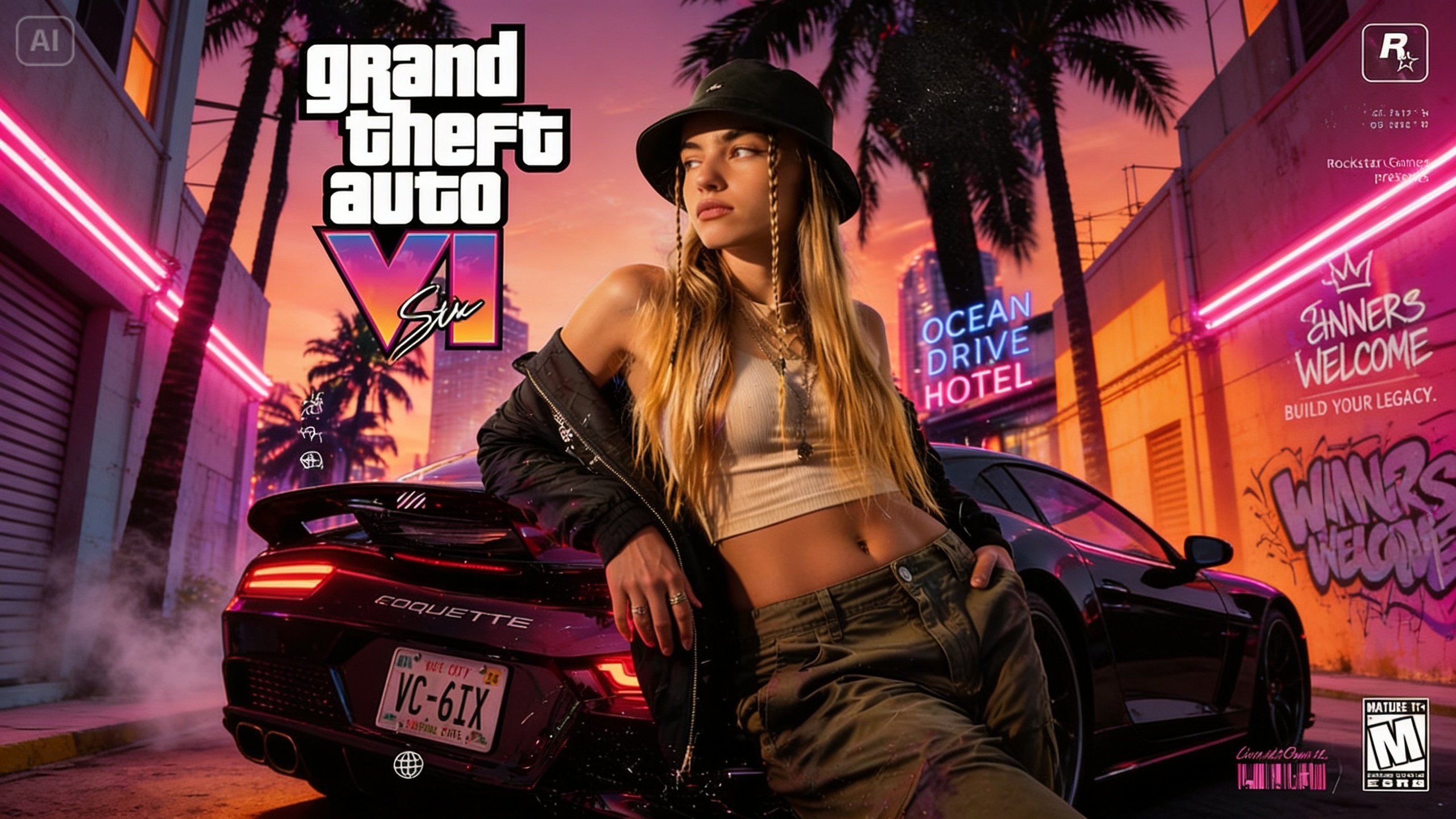GTA 6 stil poster imagine de fundal mobil