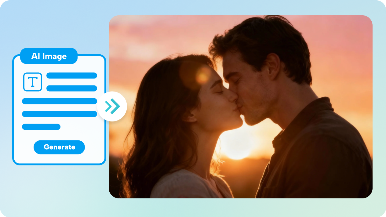  AI kissing with text