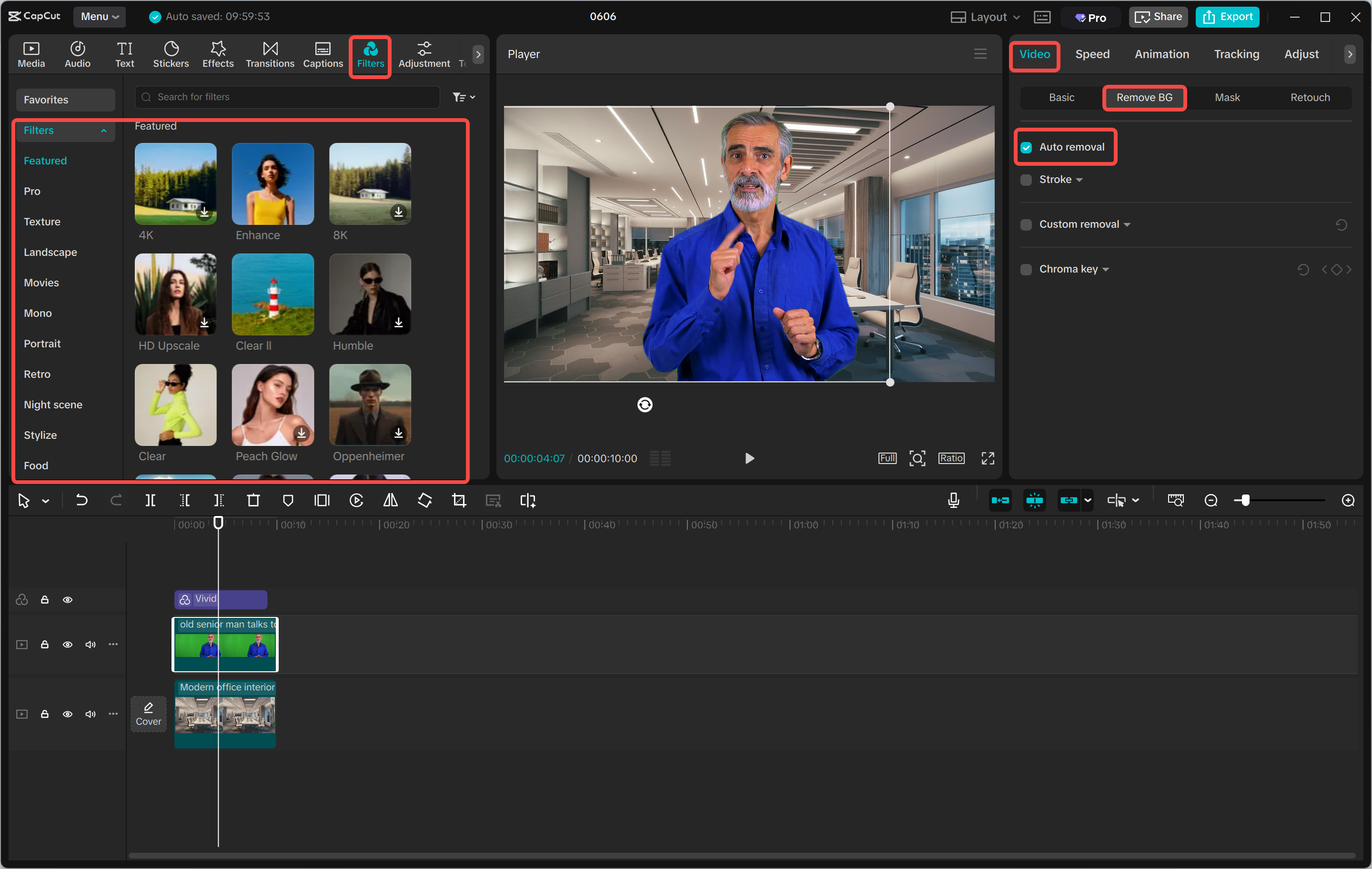 Enhancing an image in the CapCut desktop video editor
