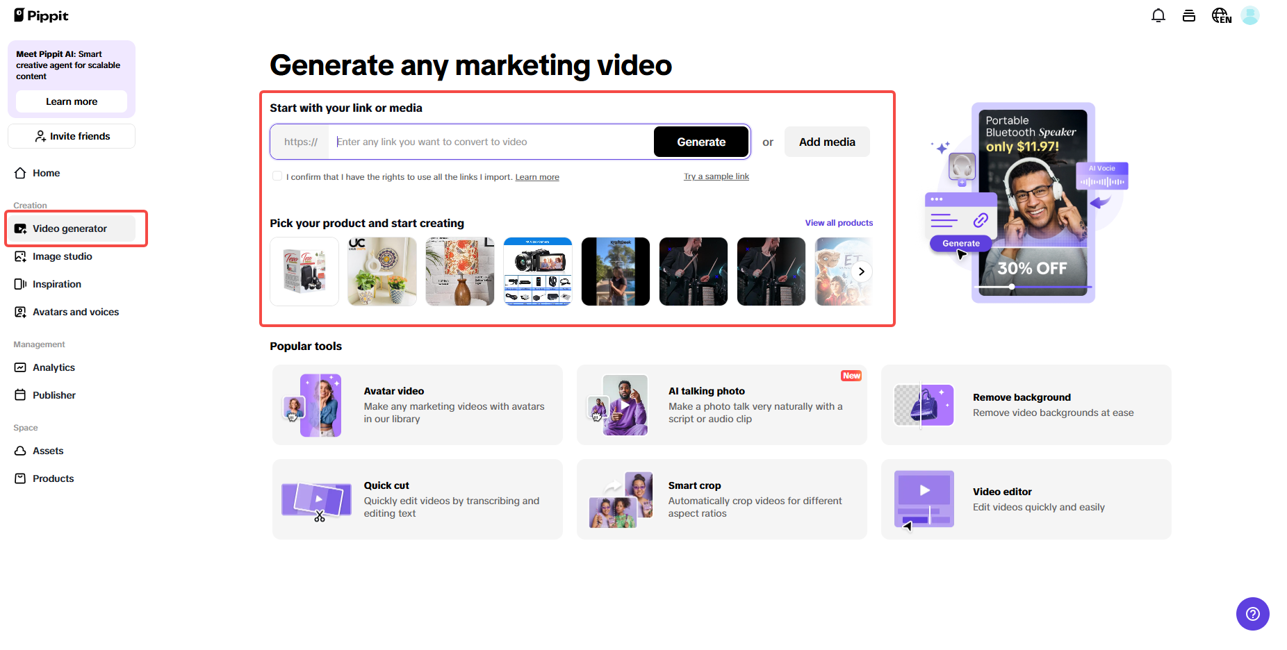 Pippit video generator