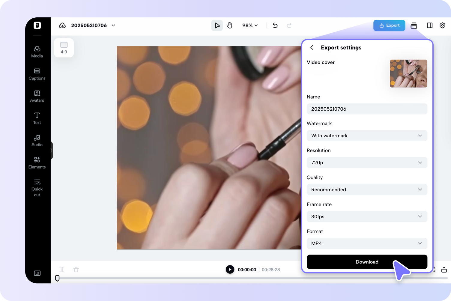 Eksport video Facebook anda
