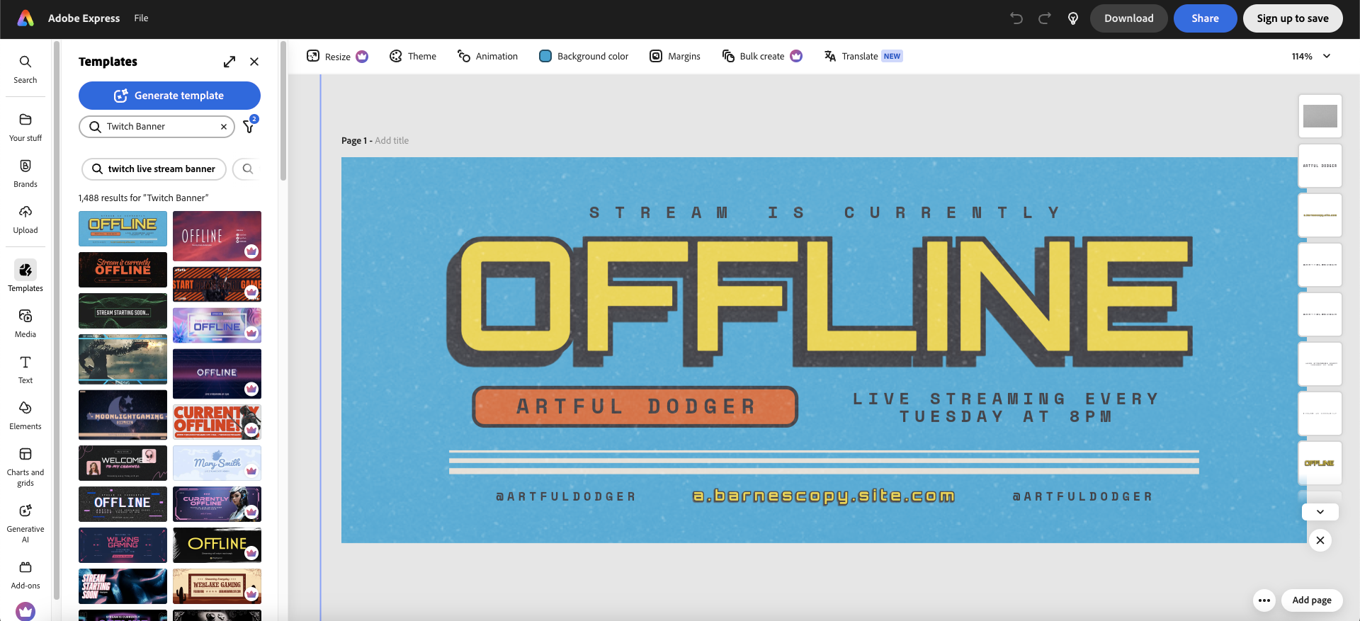 Twitch banner designer