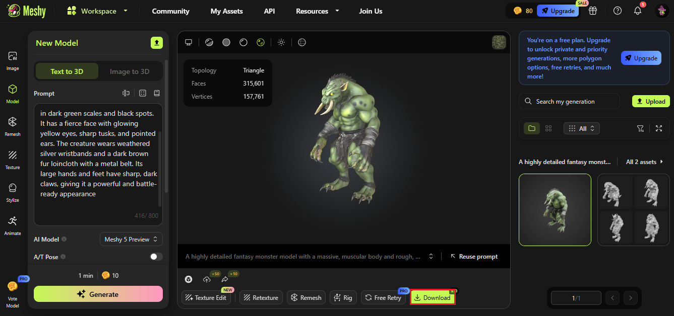 Meshy 3D AI creator