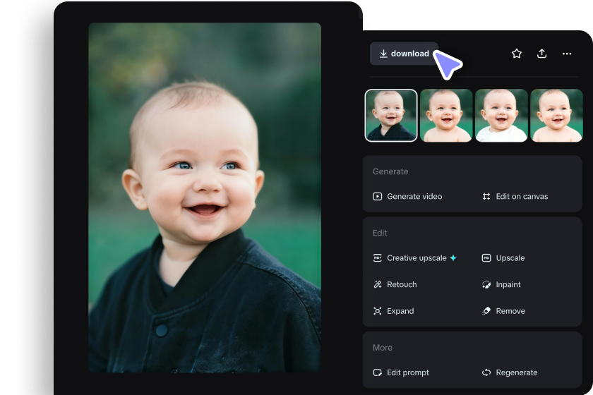 tingkatkan dan kongsi transformasi wajah bayi anda