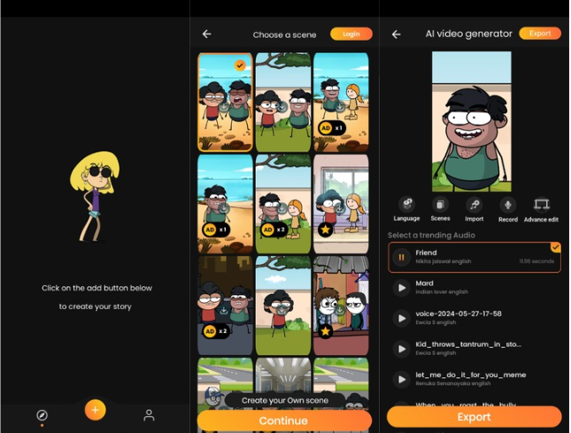 Interface of TweenCraft - a cartoon animation software for mobile users