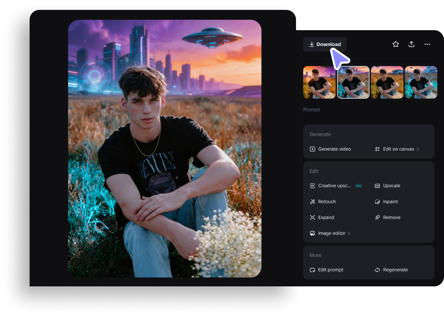 Exportar a imagem sci-fi em Dreamina