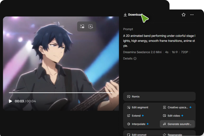  A screenshot of the Download section in Dreamina