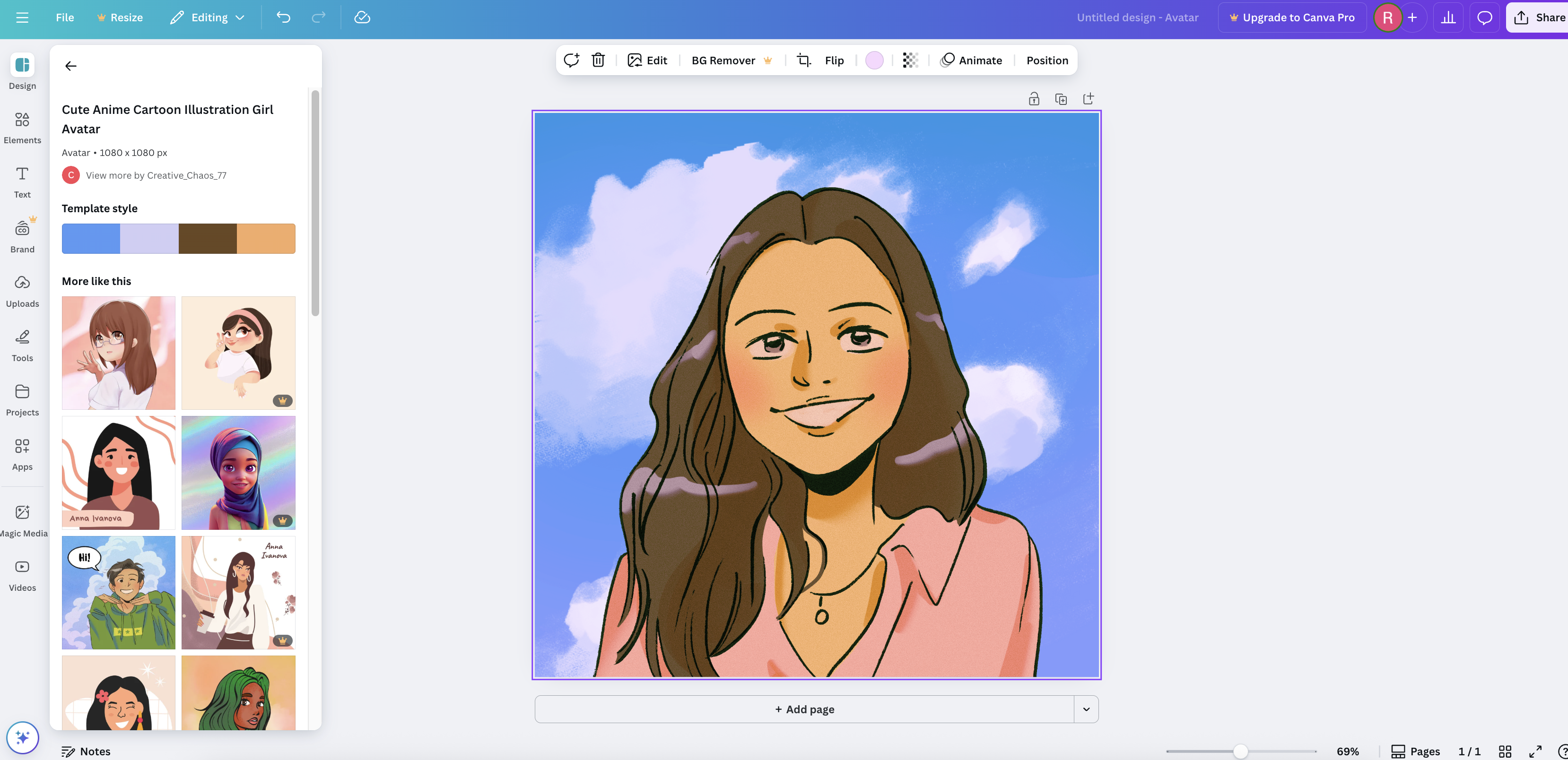Canva avatar builder