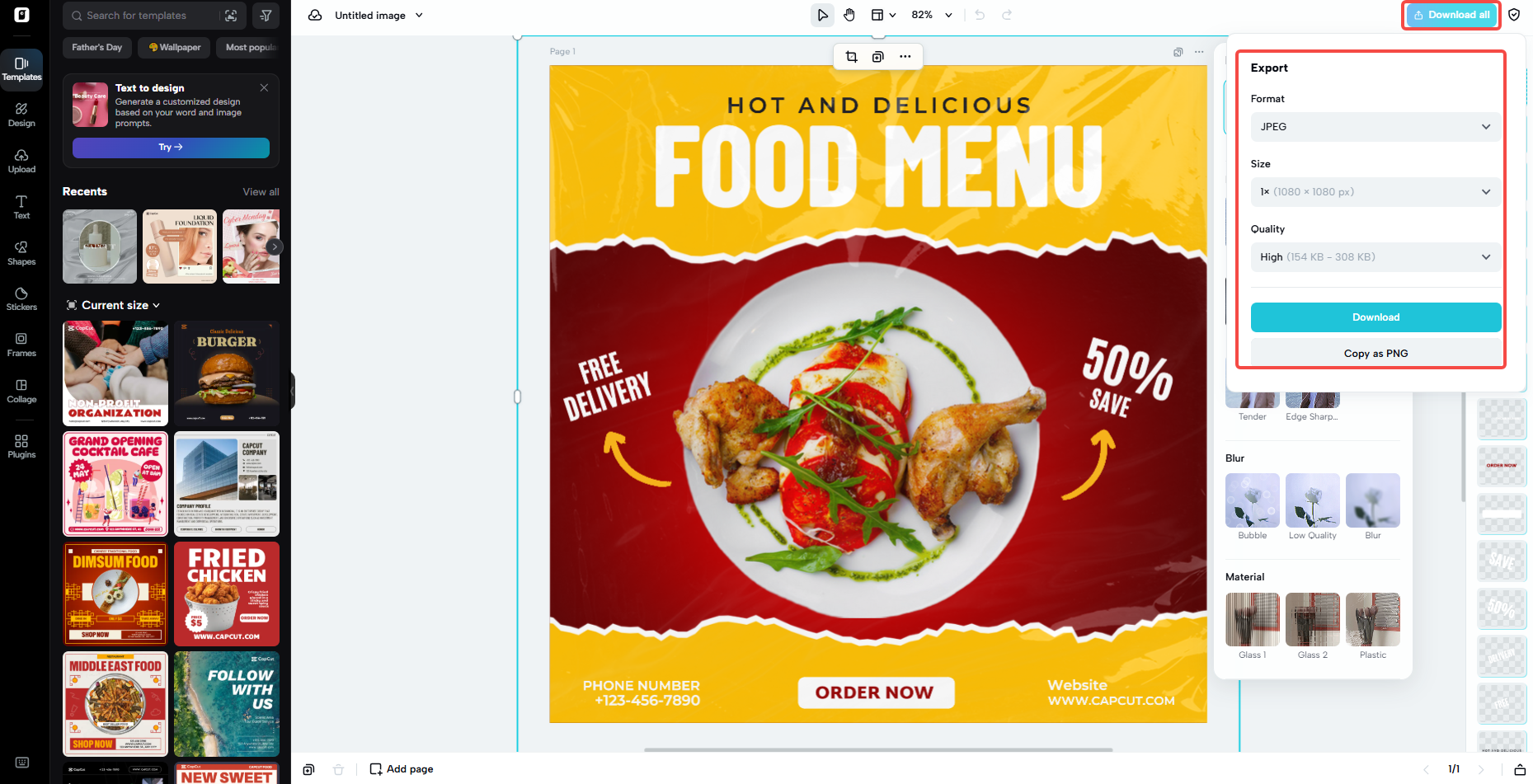 Export the design template