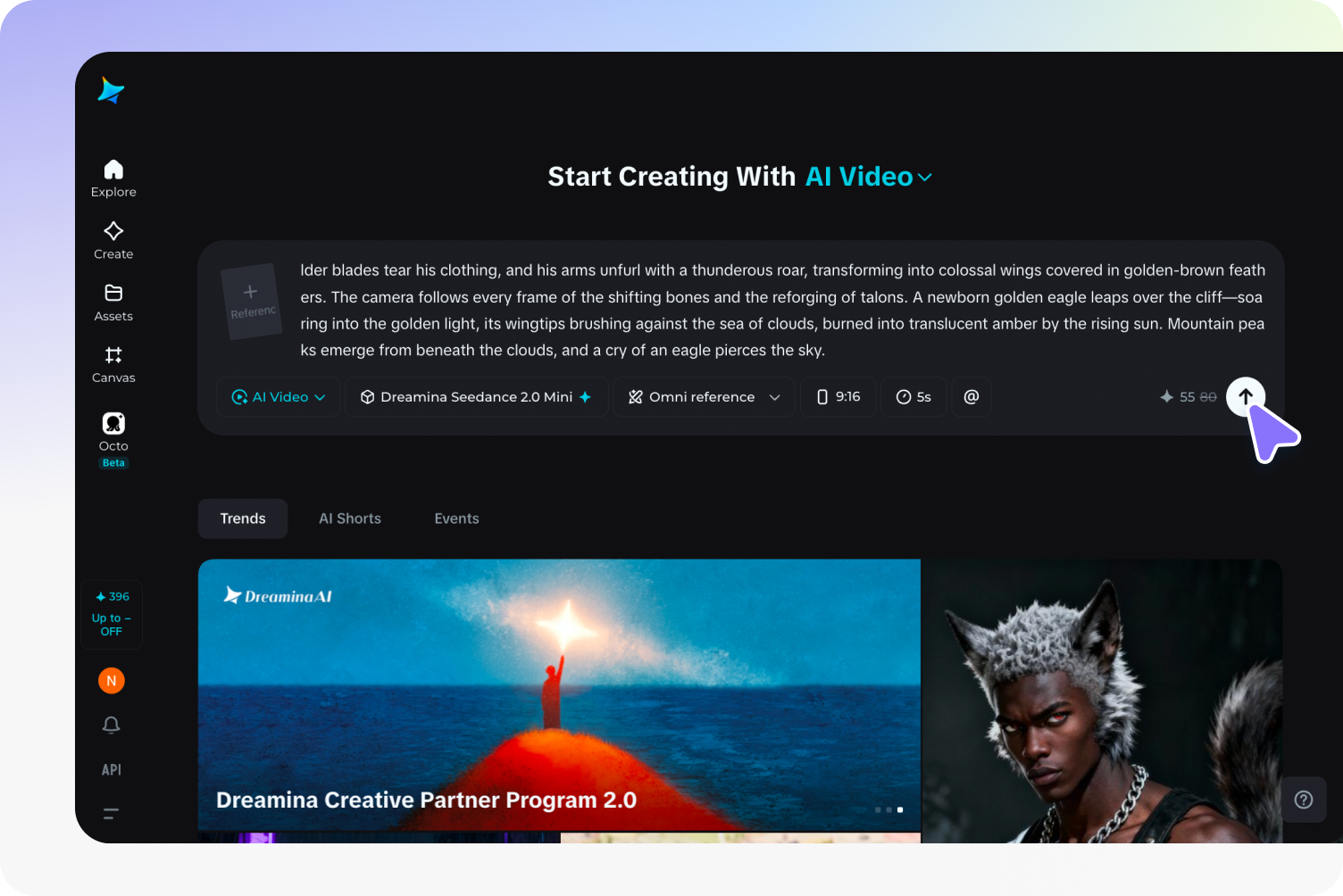 Open the video generator and add your input