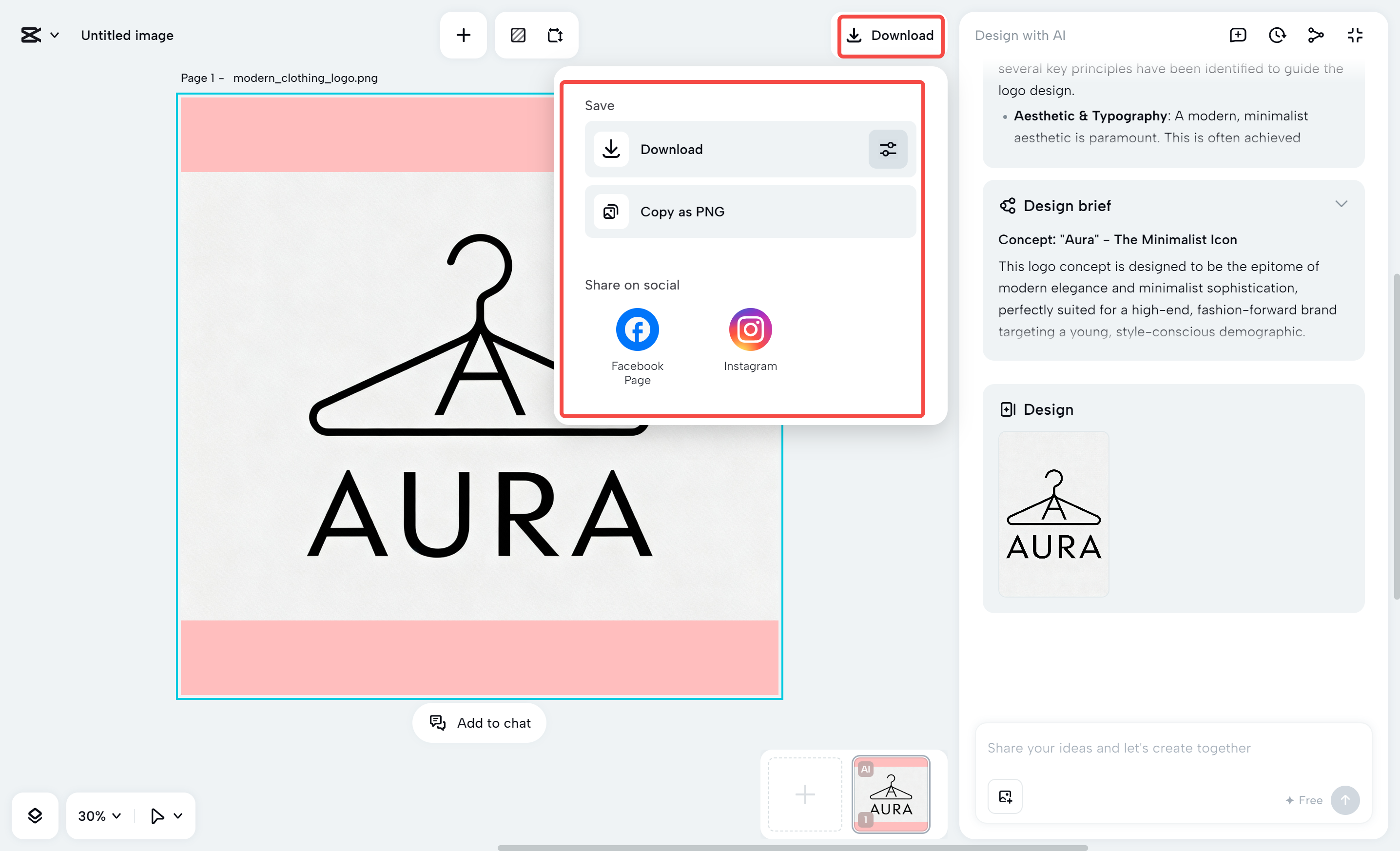 Dina-download ang logo ng damit mula sa CapCut desktop video editor