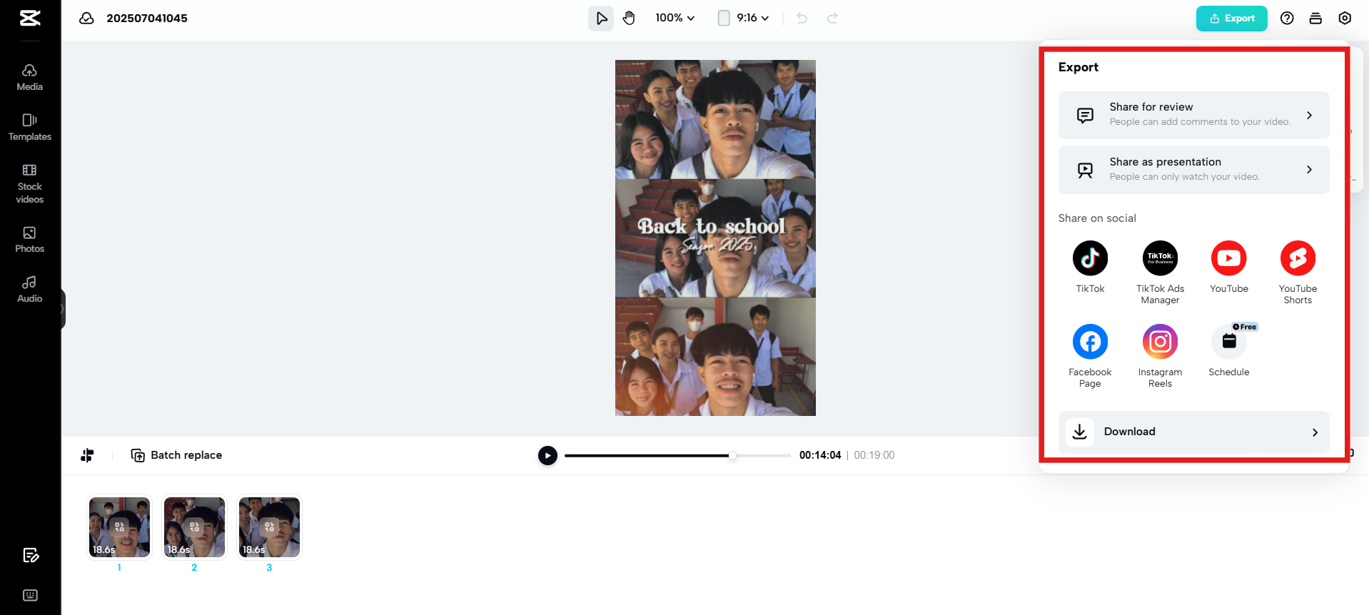 Exportieren und teilen