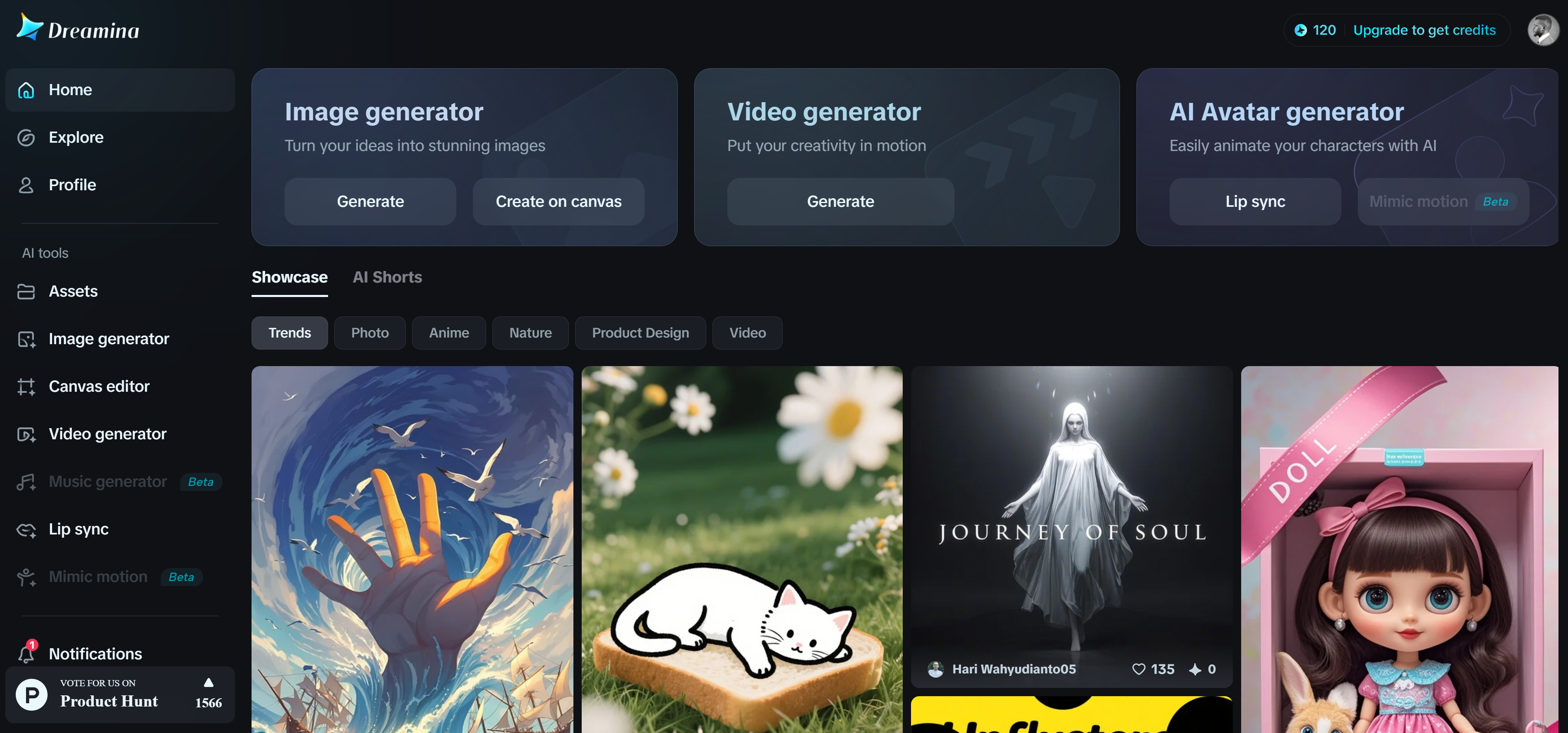 Dreamina ana sayfası