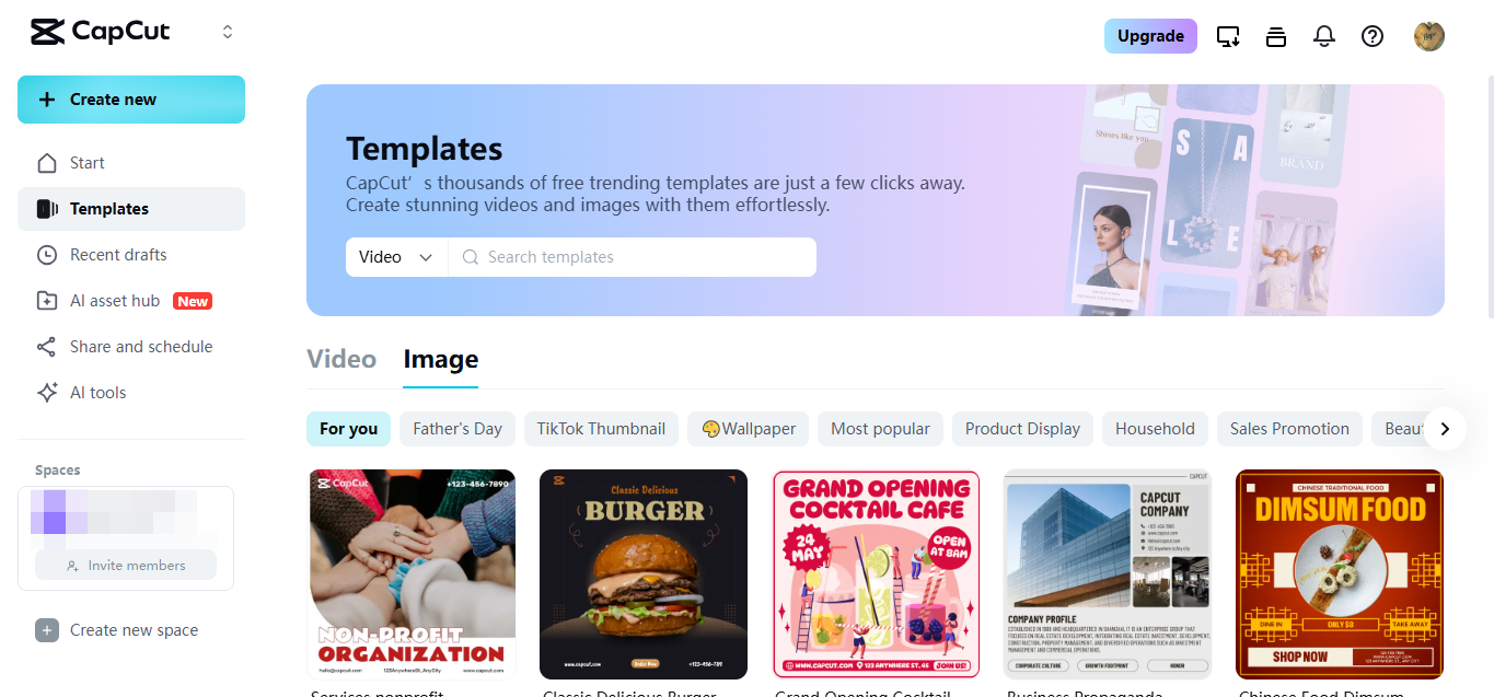 Templates in CapCut Web