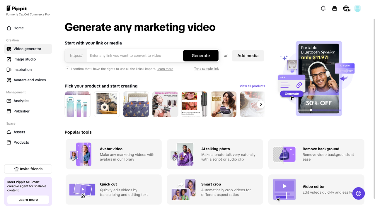 Upload product links and media