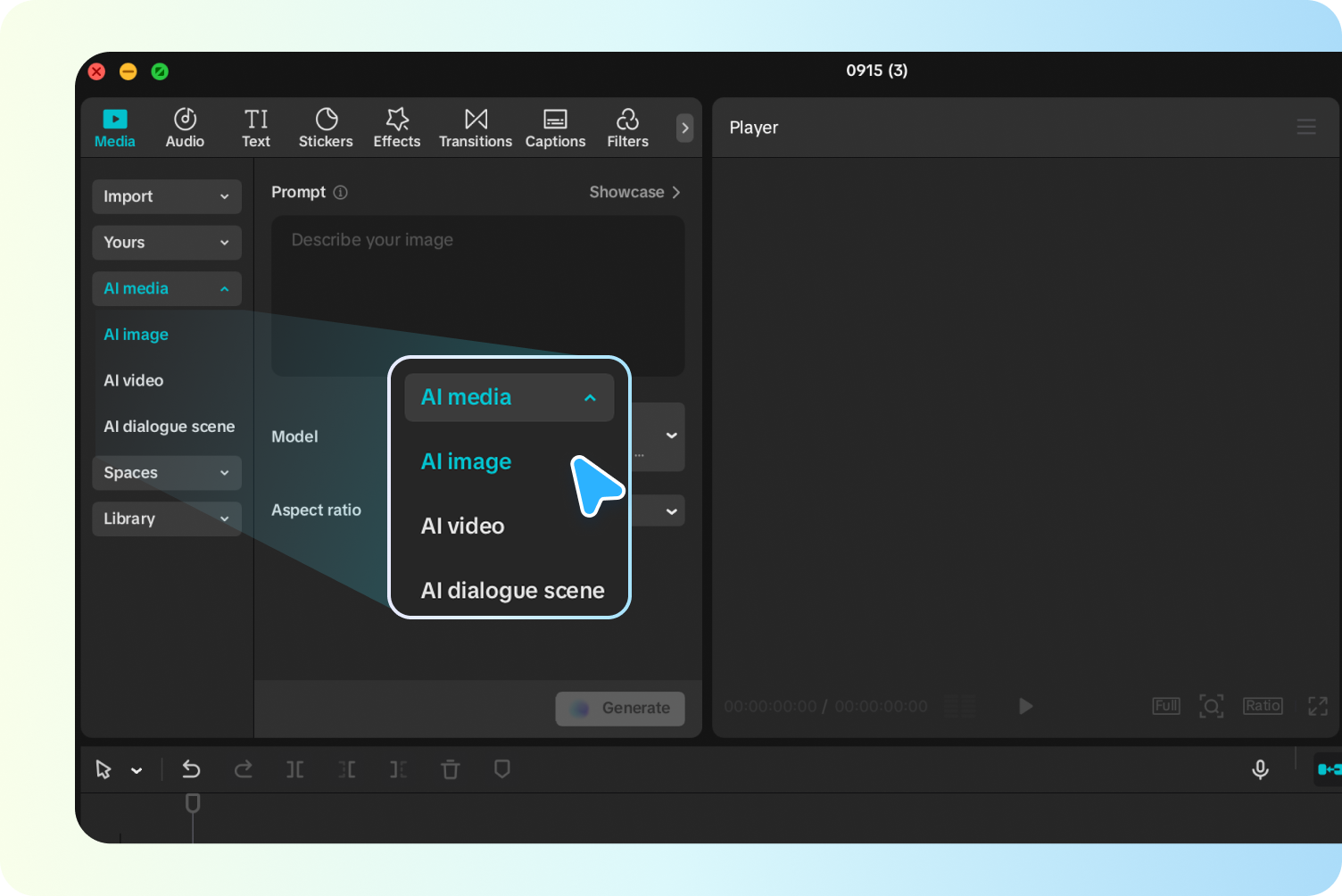 Lansați instrumentul de imagine AI CapCut