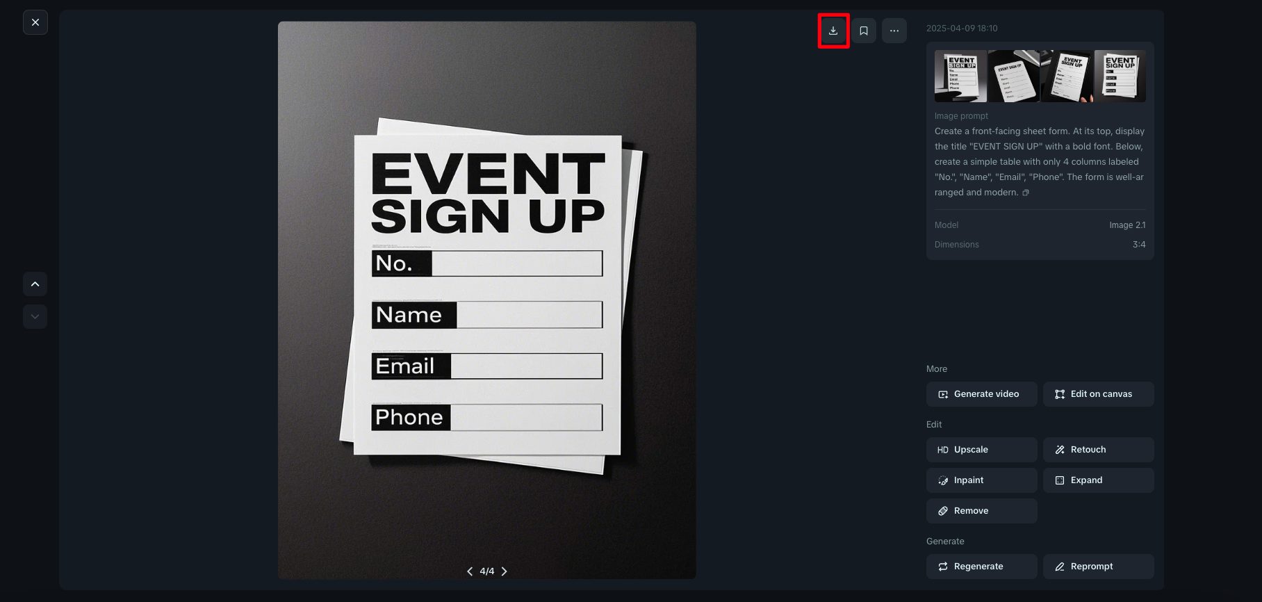 Dreamina AI form oluşturucu